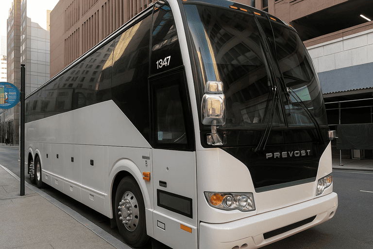 a Dallas Shuttle Bus Rentals coach bus