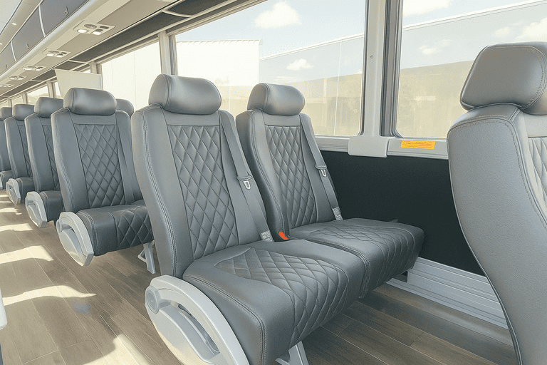 interior of Dallas Shuttle Bus Rentals charter bus